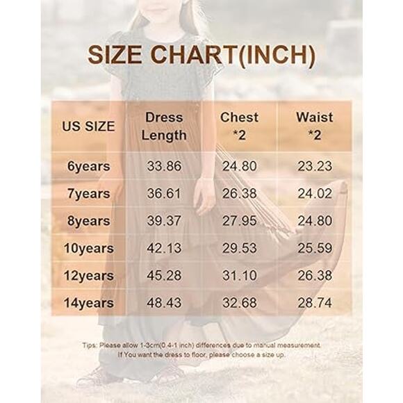 BIBIHOU Girls Lace Dress Ruffle Sleeve Boho Girl Dress, Lavender 6Y - Picture 8 of 8